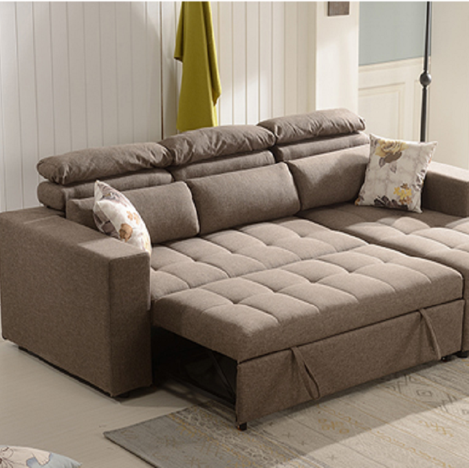 洛客 小户型多功能现代北欧储物沙发床棉麻折叠