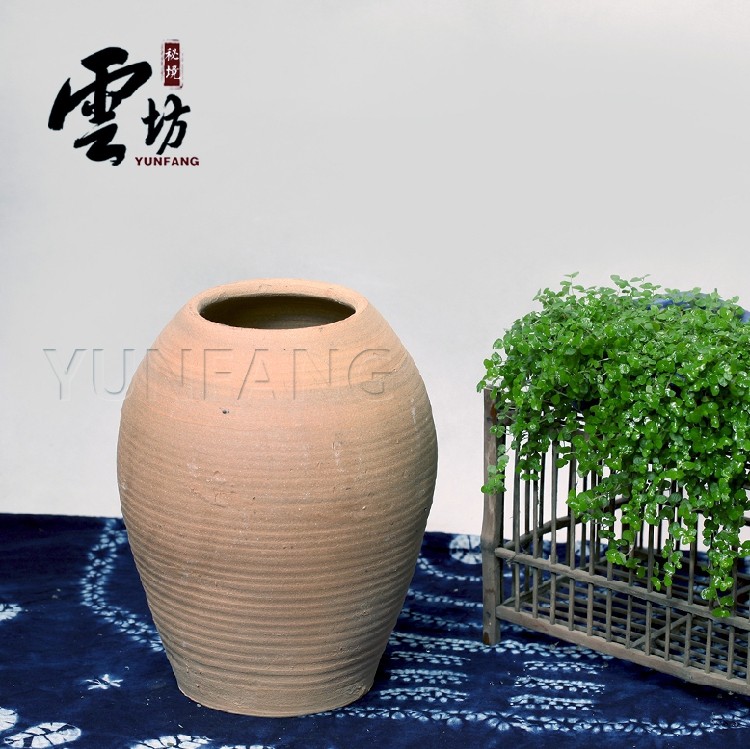 云南大理特色无耳柴火烧手工土陶圆口原色大号