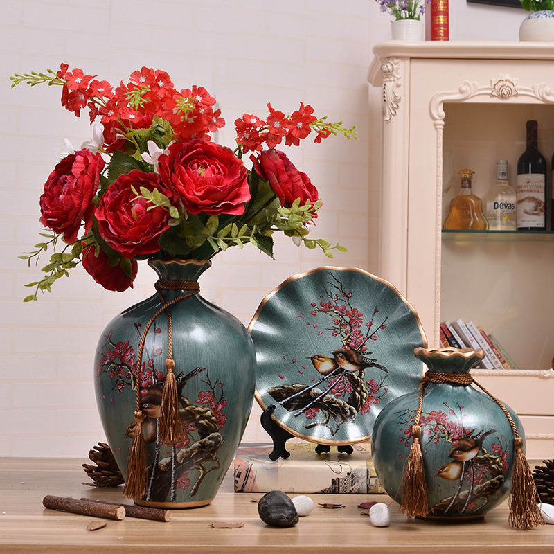 家式家居装饰品酒柜摆件新家视欧里陶瓷花瓶创意客厅电庭柜摆设