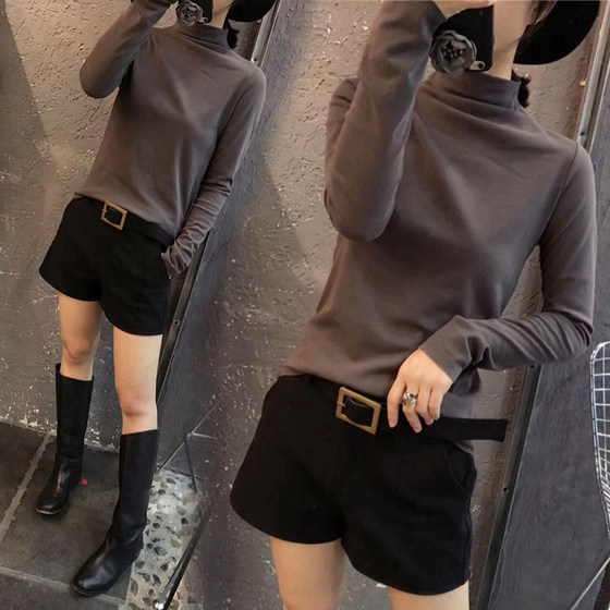 Korean Thin Cashmere Half High Collar Bottoming Shirt Frosted Long Sleeve Women's T-shirt Warm Autumn And Winter Versatile Slim Top Korean Thin Cashmere Half High Collar Bottoming Shirt Frosted Long Sleeve Women's T-shirt Warm Autumn And Winter Versatile Slim Top