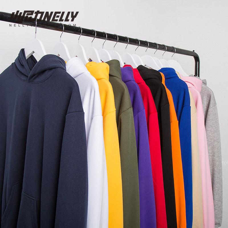 纯色连帽卫衣男女嘻哈套头开衫春秋休闲运动上衣宽松纯棉长袖外套