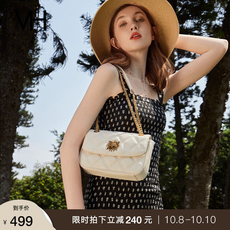 VH包包女包2021新款时尚轻奢太阳神链条包菱格纹腋下包单肩斜挎包