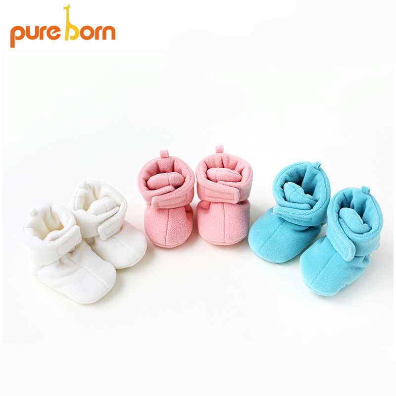 博睿恩 新生婴儿鞋春秋款软底鞋套摇粒绒保暖脚套男女宝宝护脚鞋