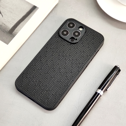 Embossed Bamboo High-end Genuine Leather 15, 14, 13, 12, 11 iPhone Case