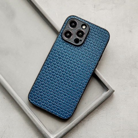 Premium Weave Mesh | Luxury Genuine Leather 15, 14, 13 iPhone Case
