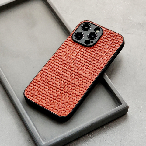 Premium Weave Mesh | Luxury Genuine Leather 15, 14, 13 iPhone Case