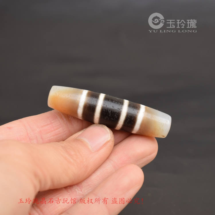 西藏风化纹六线药师天珠散珠老玛瑙线珠天珠挂件吊坠配珠藏饰文玩