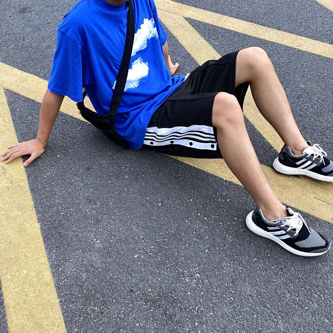 HELIPORT停机坪排扣短裤高街男女百搭黑白条纹面子裤宽松潮牌休闲