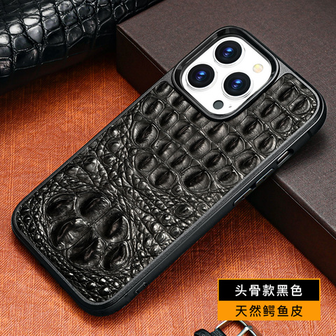 Crocodile Pattern Genuine Leather Luxury MagSafe 15, 14, 13, 12 iPhone Case