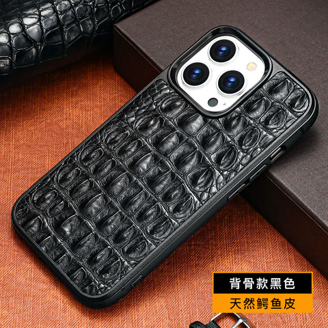 Crocodile Pattern Genuine Leather Luxury MagSafe 15, 14, 13, 12 iPhone Case