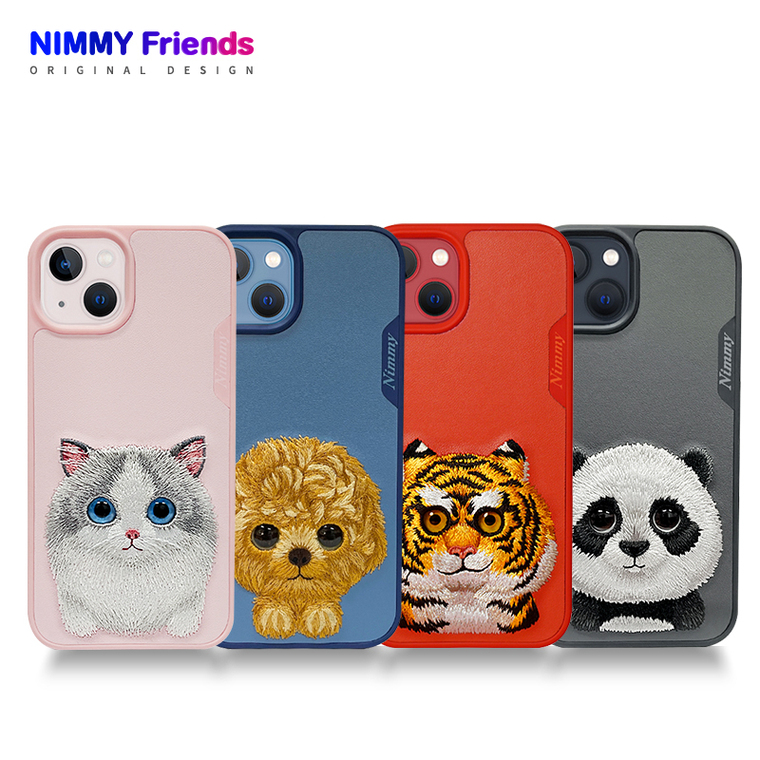 Nimmy Embroidered New Cute Pug Dog, Panda, Cat, Mouse Plush High End Premium 15, 15 Plus, 15 Pro, 15 Pro Max iPhone Case
