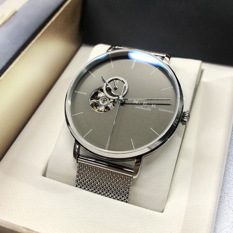 原装进口欧美MBK手表男士轻奢全自动机械表平面防水镂空米兰带1
