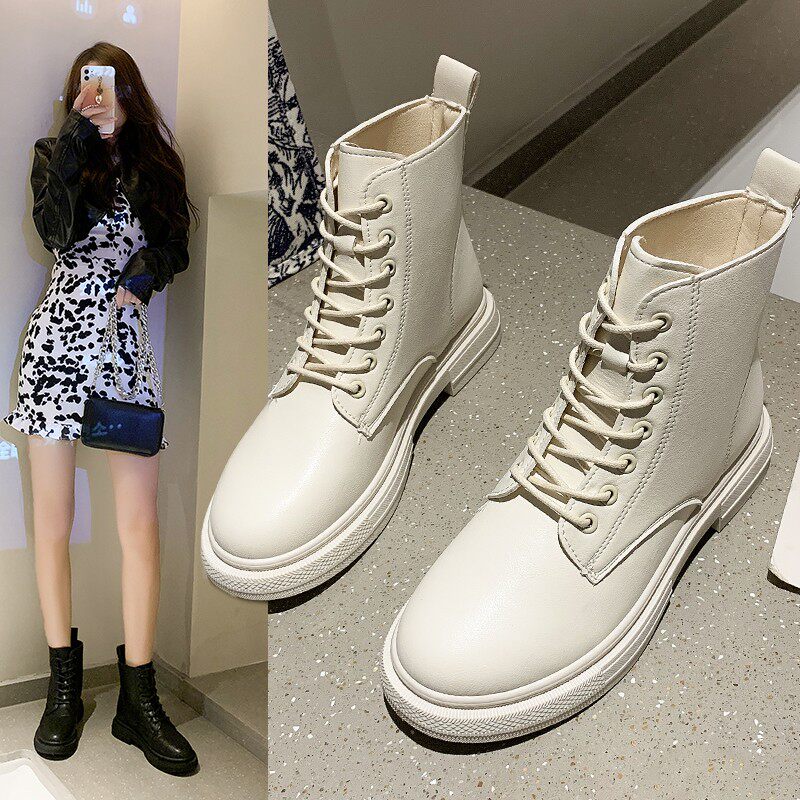 玫宸马丁靴春秋季薄款女2021年新款靴子厚底女靴春秋单靴黑色短靴