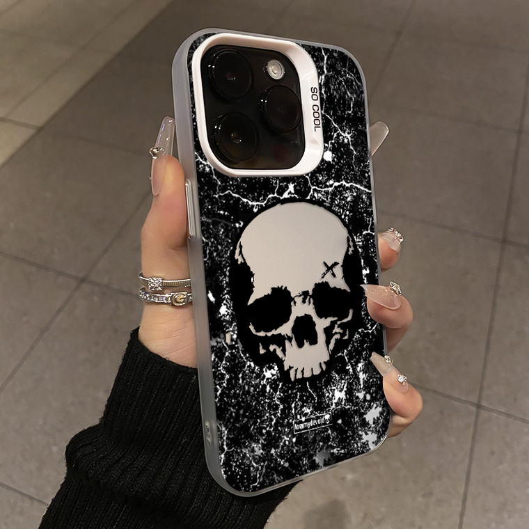 Punk Goth Skull Illustration Silicone TPU 15, 14, 13, 12 iPhone Case
