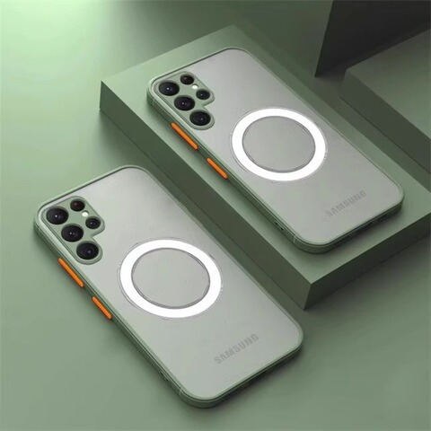 Light green — MagSafe Matte Minimal Camera Lens Protection S24, S24 Plus, S24 Ultra Samsung Phone Case
