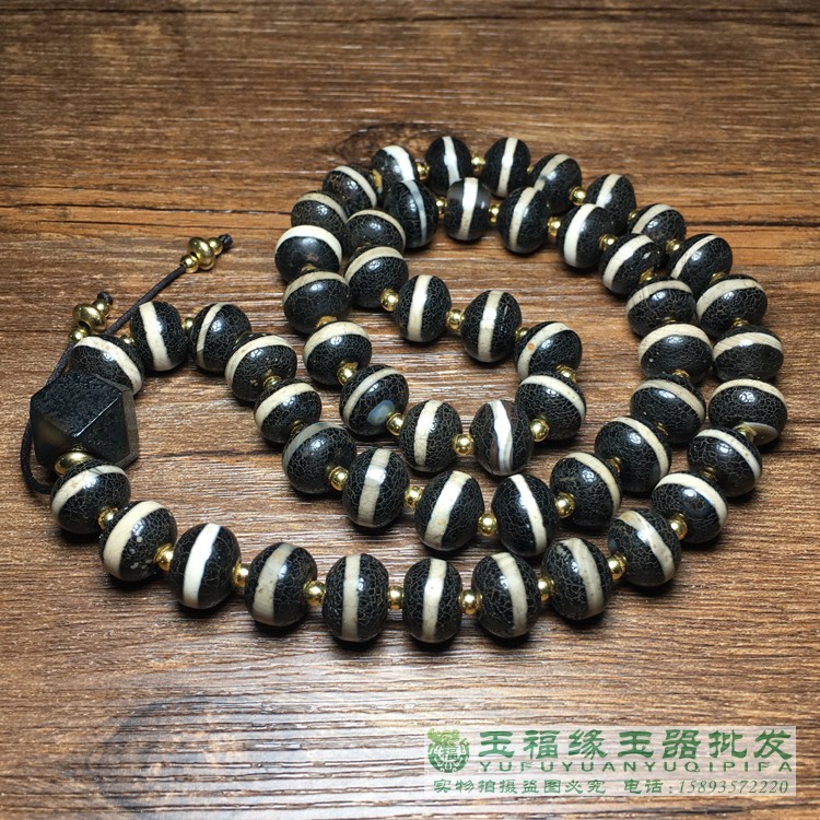 一线药师珠天珠6mm108颗圆珠天然玛瑙黑白手链男女士手串包邮-Taobao