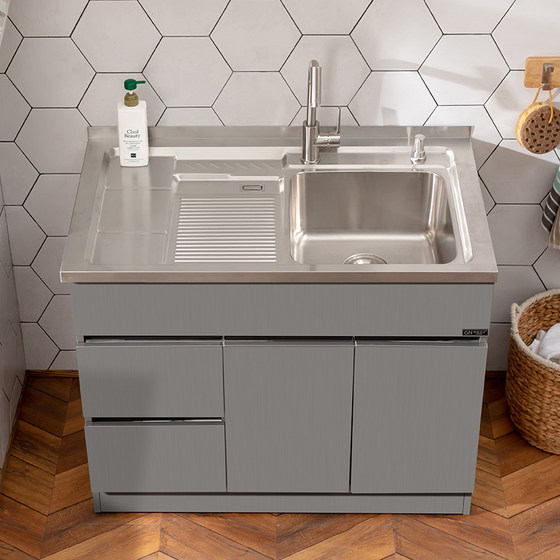 304 Basin Cabinet Stainless Steel Washing Cabinet Combined Sink Cabinet With Washboard Washing Pool Balcony Bathroom Cabinet 304 Basin Cabinet Stainless Steel Washing Cabinet Combined Sink Cabinet With Washboard Washing Pool Balcony Bathroom Cabinet