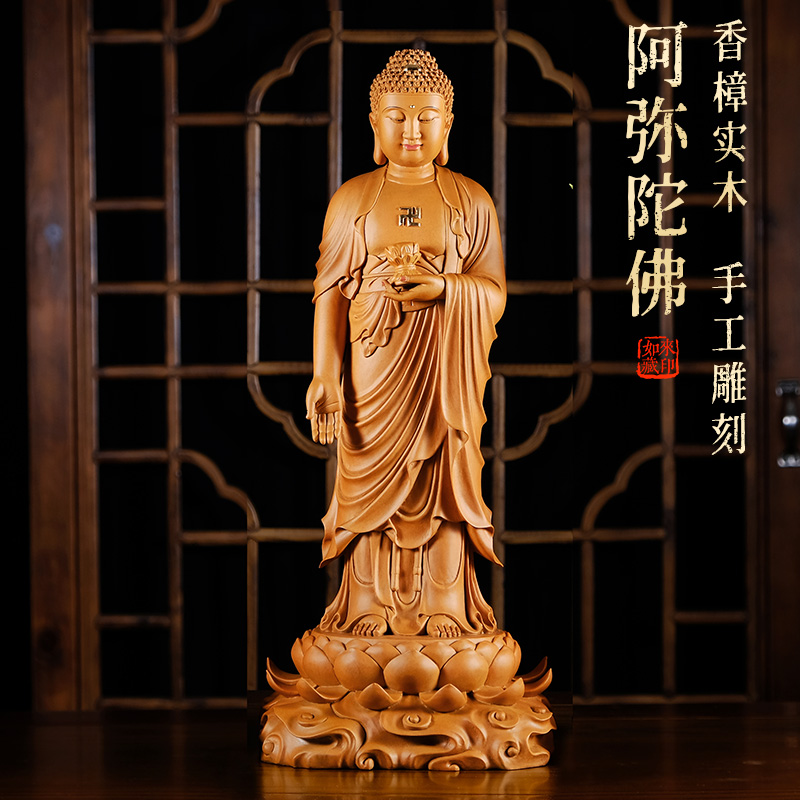 日本最大級 最高級 特大高90cm 娑婆三聖像 香樟材 木彫仏像 仏師手仕上げ品