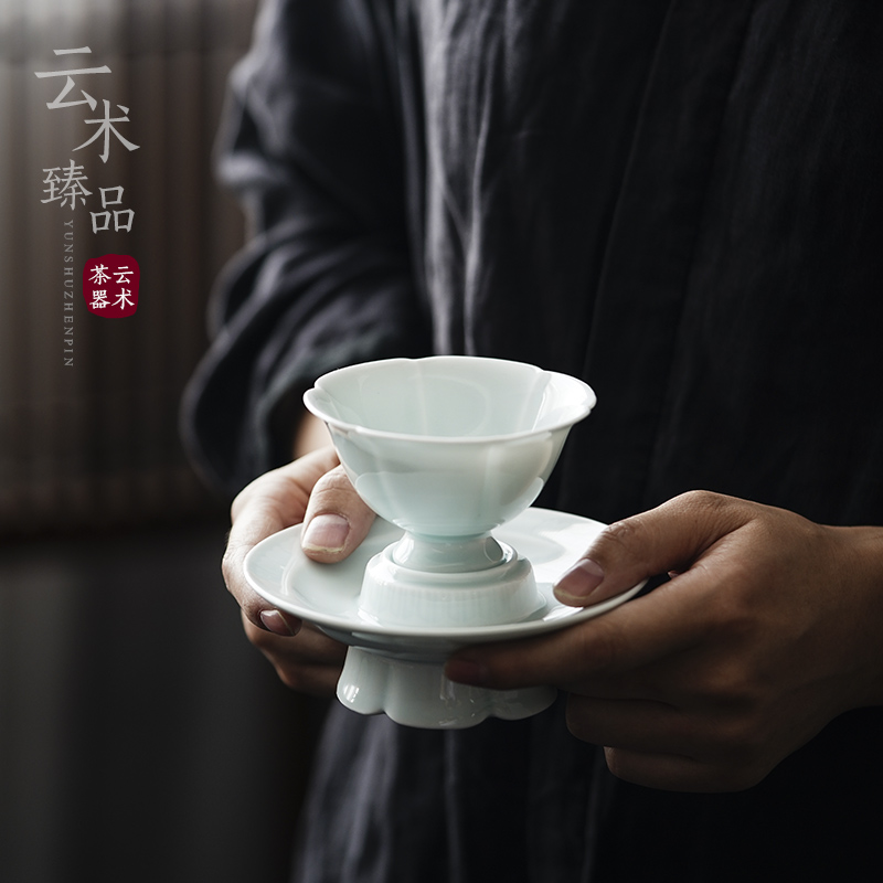 云术仿宋湖田窑影青陶瓷茶盏手工葵口单杯杯盏主人杯宋代茶酒具-Taobao