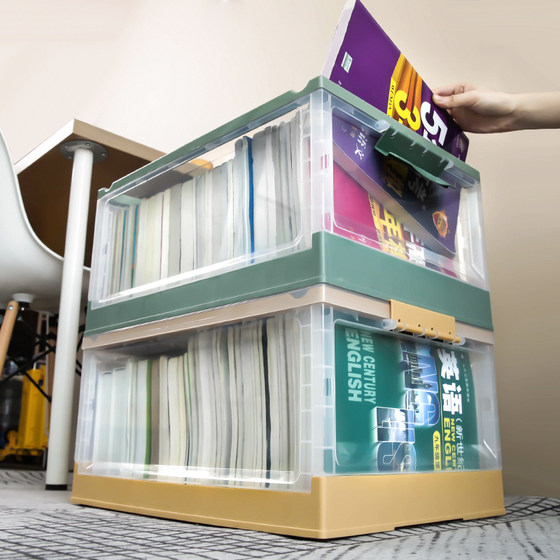 Pulley Book Box Book Storage Box Transparent Sorting Box For High School Students' Classroom With Books. The Box Is Foldable Pulley Book Box Book Storage Box Transparent Sorting Box For High School Students' Classroom With Books. The Box Is Foldable