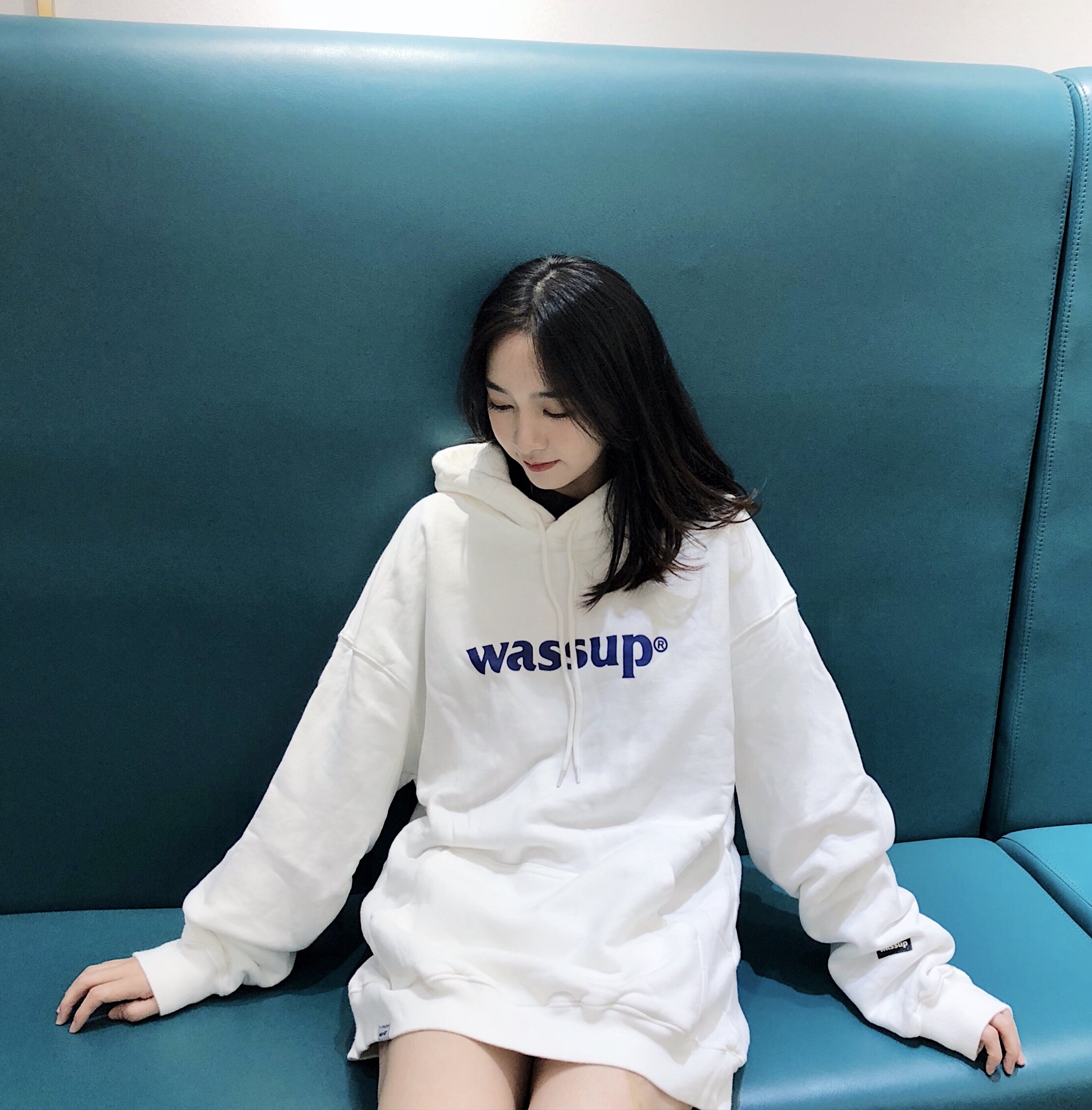 WASSUP19AW经典秋冬五色纯棉基础logo连帽加绒宽松卫衣 情侣帽衫