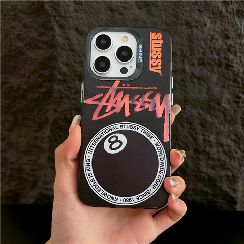 Stussy Black White Orange Logo 8-Ball iPhone Case