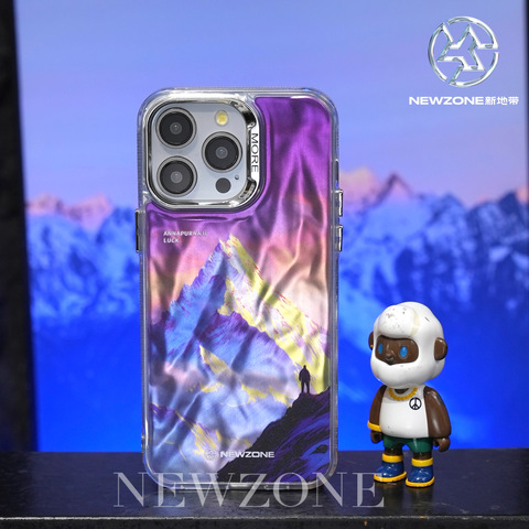 New Gradient Laser Shine Snow Mountain Illustration Annapurna II Luck 15, 14, 13, 12 iPhone Case