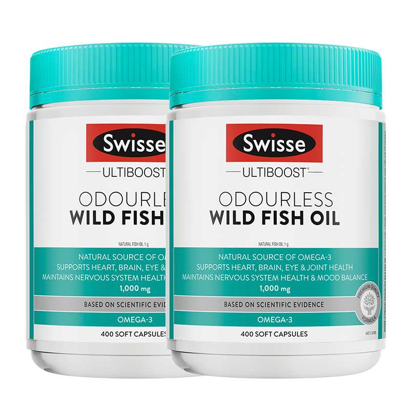 swisse斯维诗鱼油软胶囊欧米伽3 omega3中老年1000mg400粒*2瓶