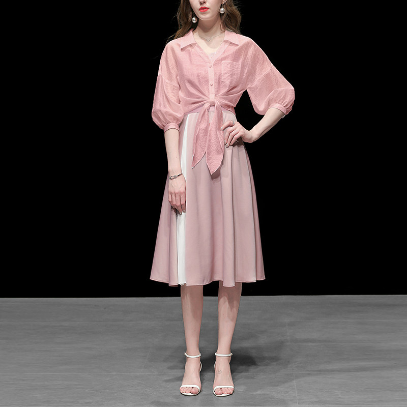 粉色棉麻衬衫短款宽松衬衣潮百搭休闲防晒衫女装秋装2021新款