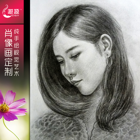 手绘素描画像真人头像转素描画照片彩铅画代画素描肖像定制画照片