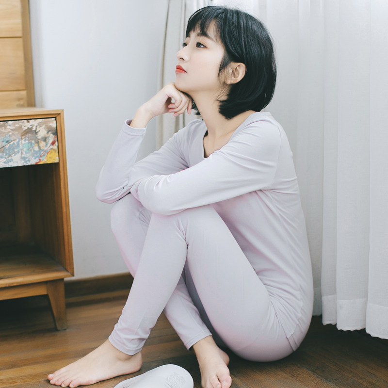 秋衣秋裤女纯棉套装修身棉毛衫衬衣衬裤保暖内衣女士薄款学生