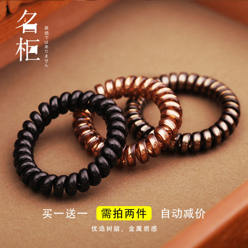 加粗电话线发圈女韩国扎头发头绳发绳橡皮筋黑色简约线圈皮套发饰