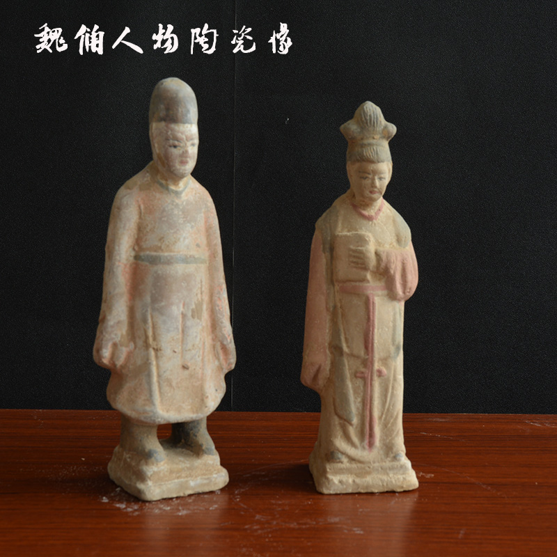 古玩陶瓷艺术装饰收藏洛阳仿古唐三彩仕女人物陶俑像仿老出土做旧