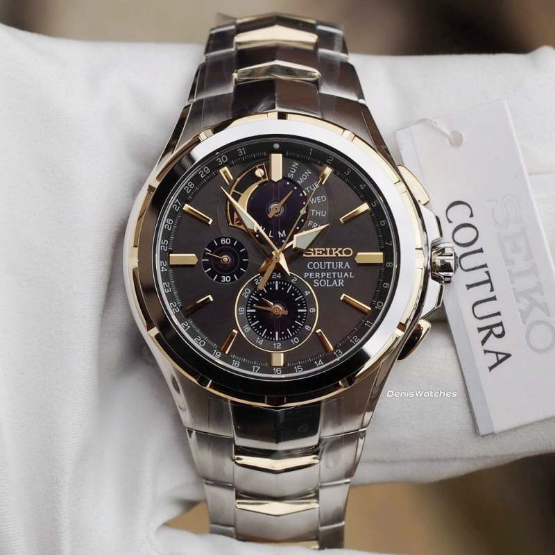 代購精工seiko Chronograph太陽能玫瑰金三眼夜光防水男錶SSC448-Taobao