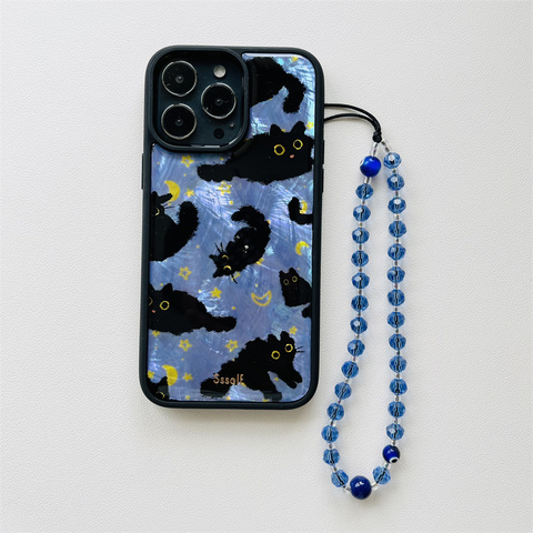 Ssself For Girls Black And Blue Cat High Quality Premium 15, 14, 13, 12, 11 iPhone Case