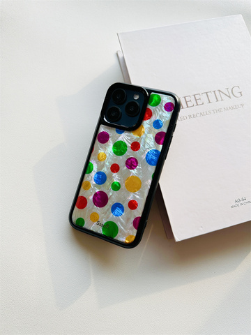 Ssself Polkadots Pearl Painted Art Illustration For Girls 15, 14, 13, 12 iPhone Case