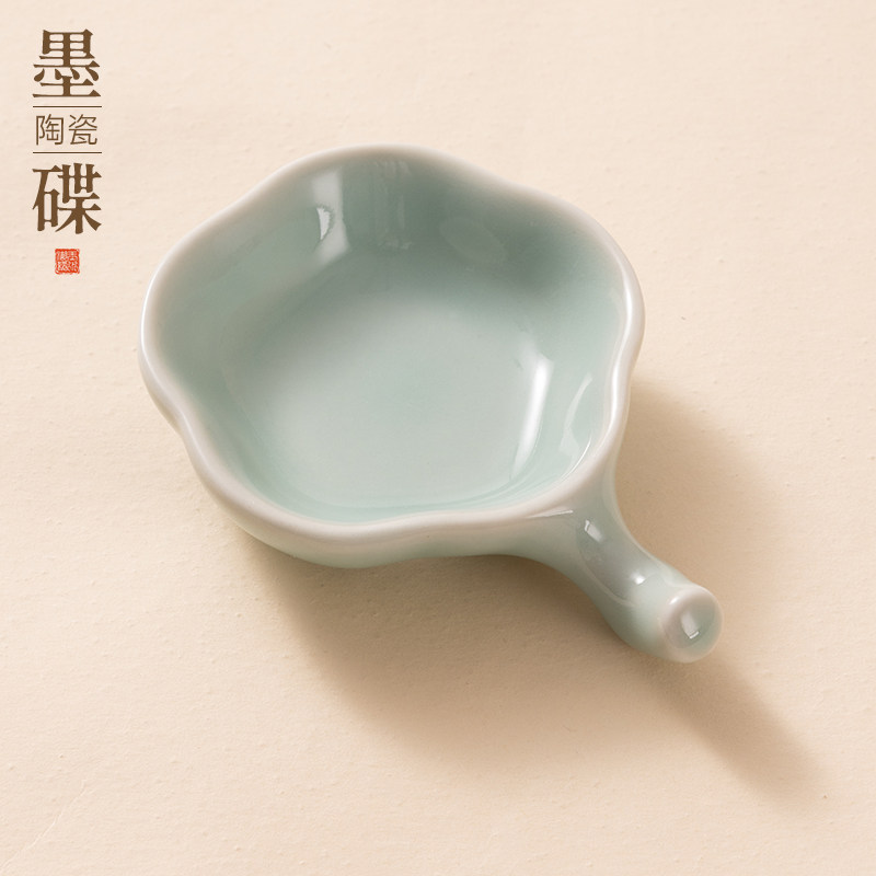 琉璃製 墨台 莲花墨盒琉璃砚台带盖高颜值保湿不干墨透明书法专用玻璃墨盘高档墨蝶