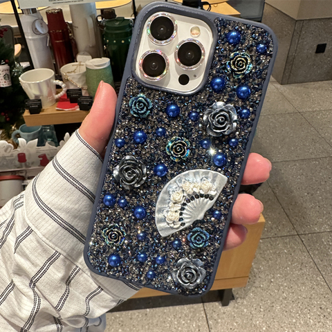 Rhinestone Diamond Bling Flowers Luxury Girls 15, 14, 13, 12 iPhone Case