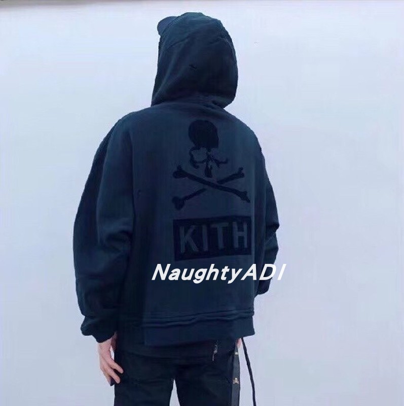 KITH x Mastermind MMJ 联名骷髅飘带做旧破坏破洞潮牌短袖T恤