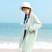 有一种牡丹名豆绿丨2016秋蝙蝠袖衬衫中长款韩版风衣女宽松外套女