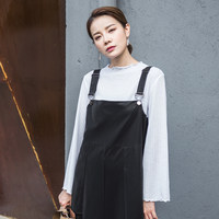 MOMO沫沫 木耳边T恤女长袖新款秋冬韩版百搭喇叭袖打底衫半高领