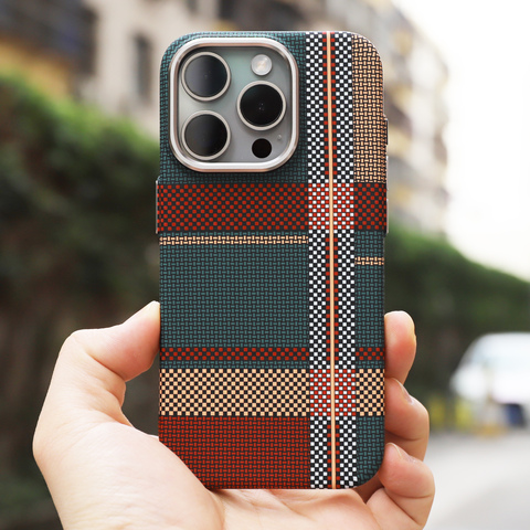 Alpine Mountain Carbon Fiber Pattern MagSafe Matte Slim Fit 15, 14, 13, 12 Phone Case