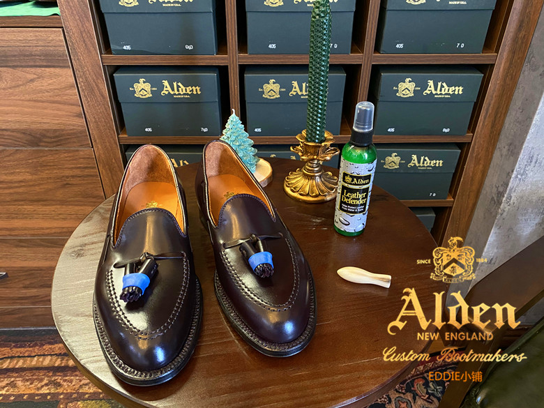 Alden美国代购C楦乐福黑色8号色马臀皮手缝线稀有款低帮鞋-Taobao