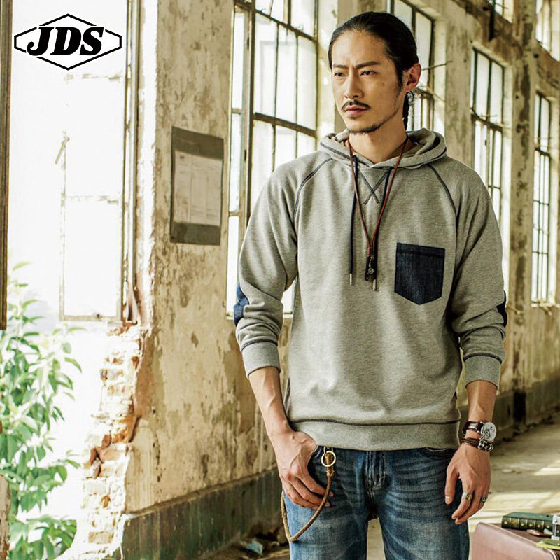 秋季新款日系复古套头连帽卫衣男士韩版潮流百搭纯棉帅气运动外套