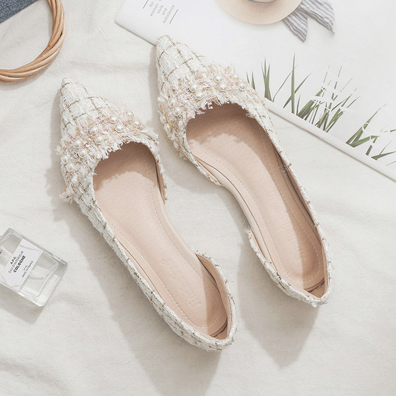2021 Spring And Autumn New Late Shoes Wild Network Red Pointed Flat Bottom Side Empty Shallow Mouth Peas Shoes Single Shoes Women's Scoop Shoes 2021 Spring And Autumn New Late Shoes Wild Network Red Pointed Flat Bottom Side Empty Shallow Mouth Peas Shoes Single Shoes Women's Scoop Shoes