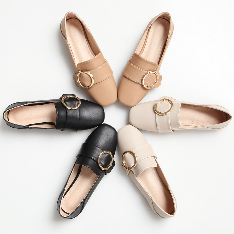 2021春季乐福鞋女英伦风一脚蹬小皮鞋晚晚鞋平底百搭豆豆鞋单鞋女