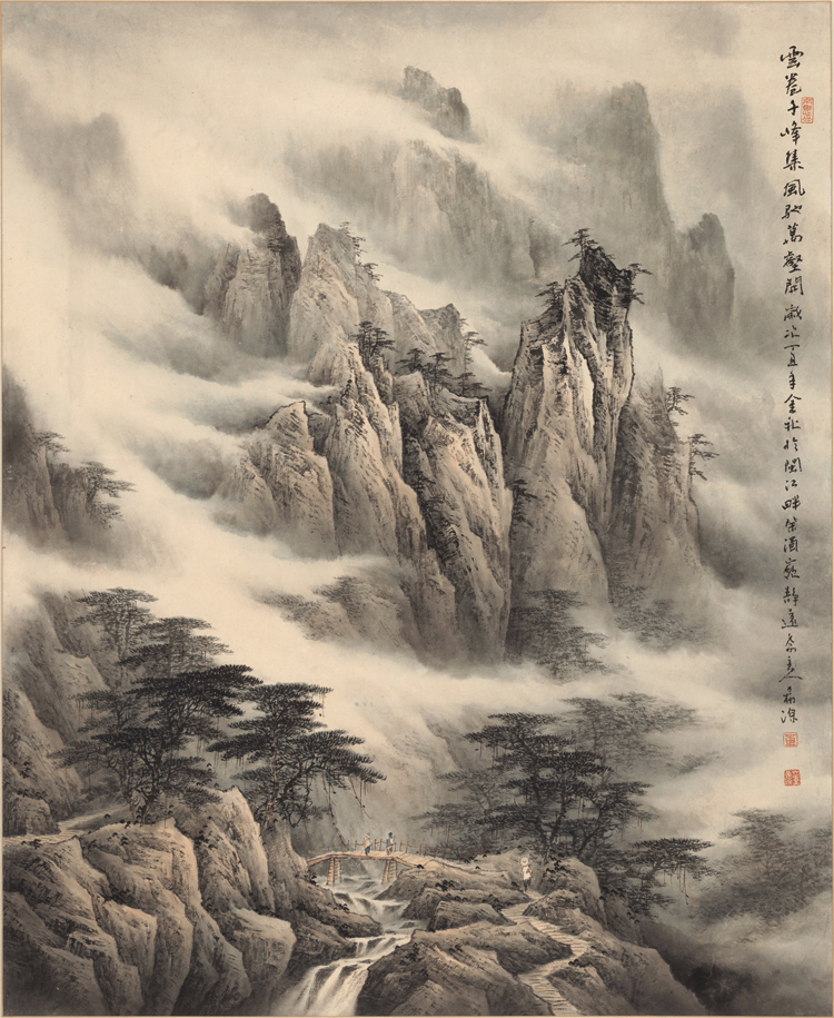 董寿平黄山国画山水四尺横幅真迹复制画宣纸画客厅画中式装饰画