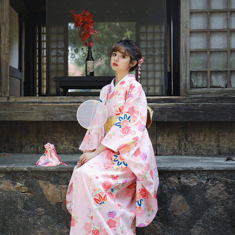 樱花季超可爱粉色和服浴衣日本正装和服女日系少女和风改良和服-Taobao