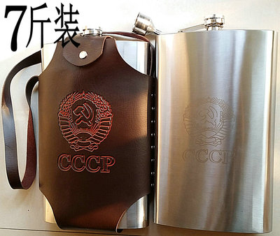 Фляжка 商务款不锈钢酒壶大号加厚128盎司随身cccp俄罗斯7斤订做定制作 Niuyi