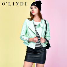 Кожаная куртка olindi2015 европейские станции Новый